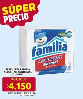 Familia - Servilleta AcolchamaX Normal Blancas
