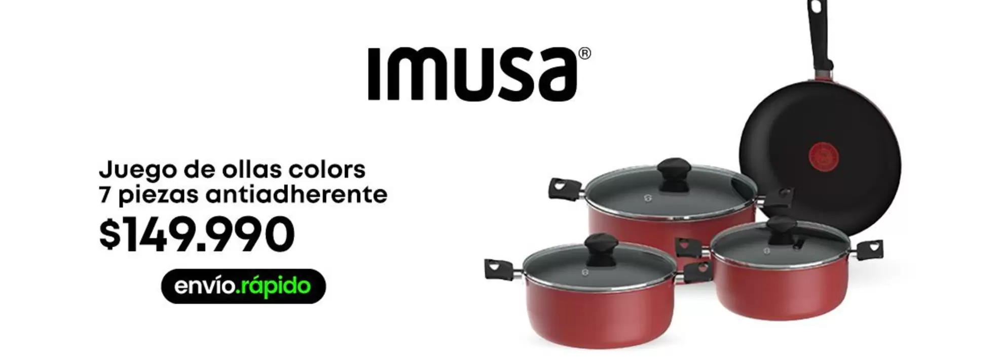 Imusa - Juego de ollas colors 7 piezas antiadherente