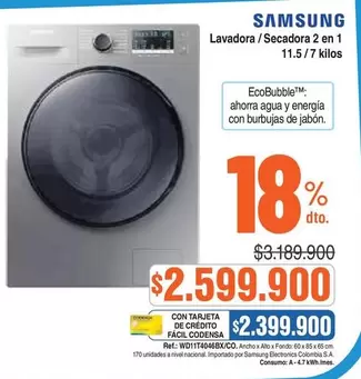 Samsung - Lavadora / Secadora 2 en 1 11.5 / 7 Kilos