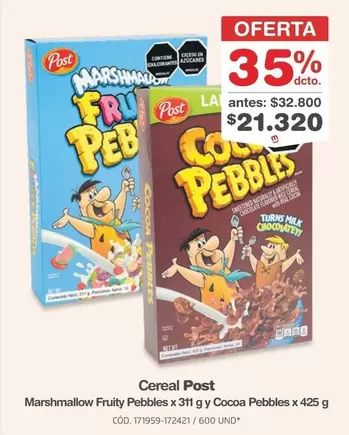 Cocoa - Marshmallow Fruity Pebbles x 311 g y Pebbles x 425 g