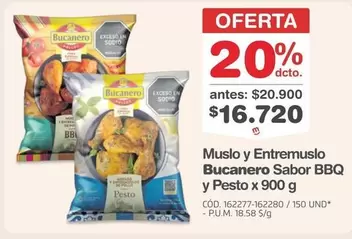 Bucanero - Muslo y Entremuslo Sabor BBQ y Pesto x 900 g