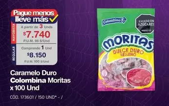 Colombina - Caramelo Duro Moritas x 100 Und