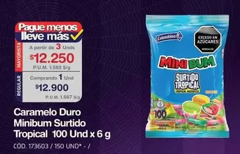 Bum - Caramelo Duro Minibum Surtido Tropical 100 Und x 6 g