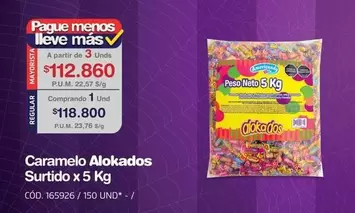 Caramelo Alokados Surtido x 5 Kg CÓD. 165926 / 150 UND*-/