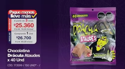 Drácula - Chocolatina Ataúdes x 40 Und