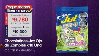 Jet - Chocolatinas Ojo de Zombies x 10 Und CÓD. 173597