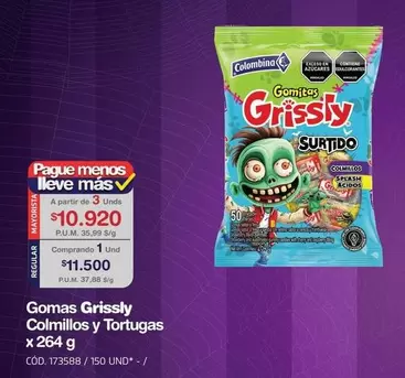 Colombina - Gomas Grissy Colmillos y Tortugas x 264 g