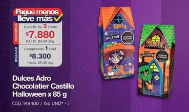 Dulces - Adro Chocolatier Castillo Halloween x 85 g CÓD. 148400 / 150 UND