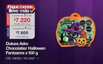 Dulces - Adro Chocolatier Halloween Fantasma x 100 g CÓD. 148399