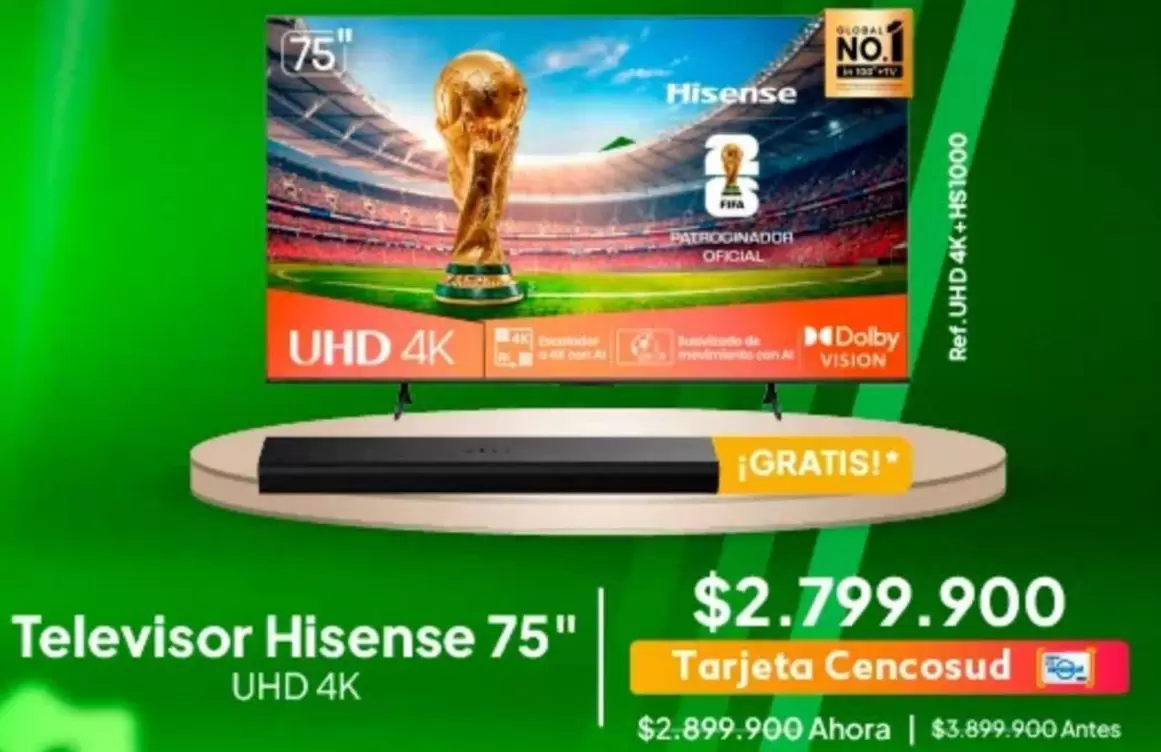 Hisense - Televisor 75" UHD 4K