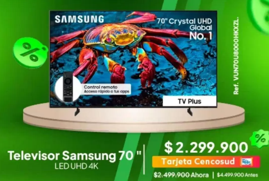 Samsung - Televisor 70" Crystal UHD Global