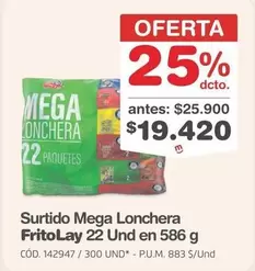 Frito Lay - Surtido Mega Lonchera 22 Und en 586 g