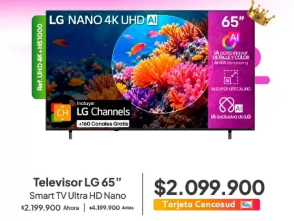 LG - Televisor 65" Smart TV Ultra HD Nano