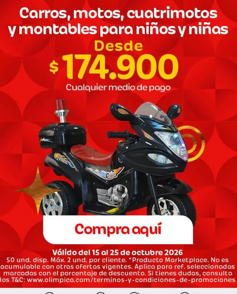 Es - Carros, motos, cuatrimotos y montables para niños y niñas