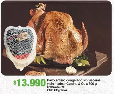 Cuisine & Co - Pavo Entero Congelado Sin Visceras Y Sin Marinar