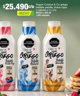 Cuisine & Co - Yogurt Griego Bebible Vainilla, Frutos Rojos O Natural