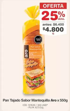 Aro - Pan Tajado Sabor Mantequilla