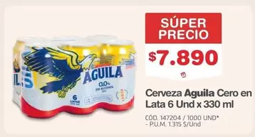 Águila - Cerveza Cero en Lata 6 Und x 330 ml