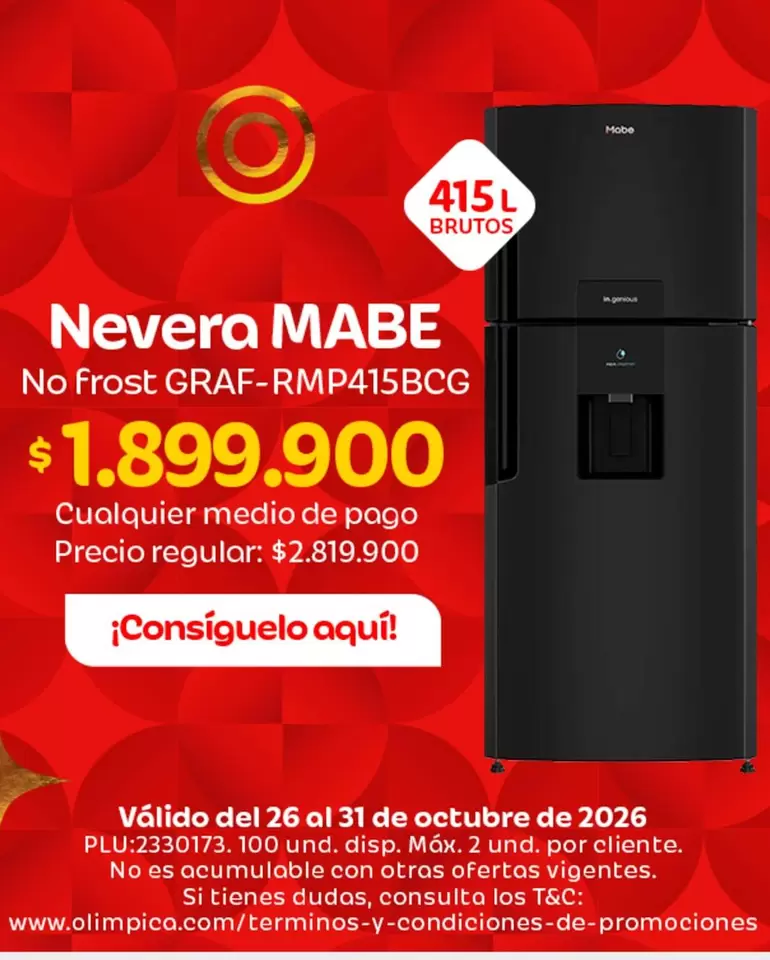 Mabe - Nevera No Frost GRAF-RMP415BCG