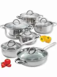 Ollas en Acero Inoxidable Grado Quirúrgico de 12 piezas