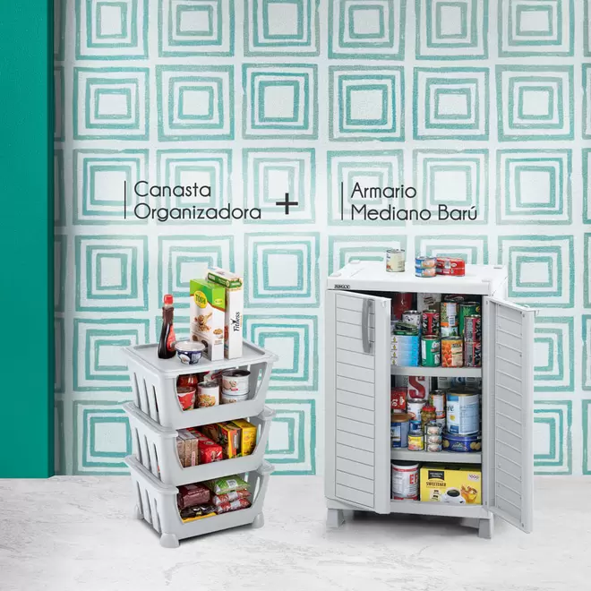 Combo Cocina Barú (Armario Mediano Barú +  Canasta Organizadora)