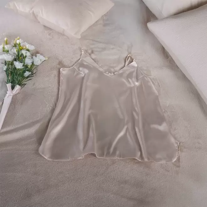 Blusa pijama satín unicolor nacar