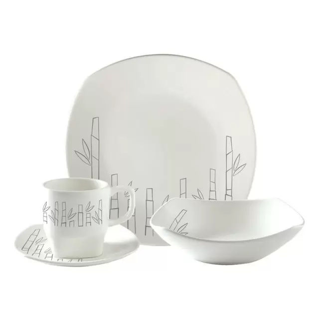 Vajilla Corona Bambu 4 puestos 16 piezas