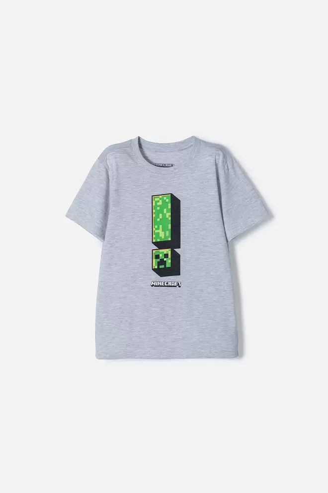 Camiseta de Minecraft gris manga corta para niño