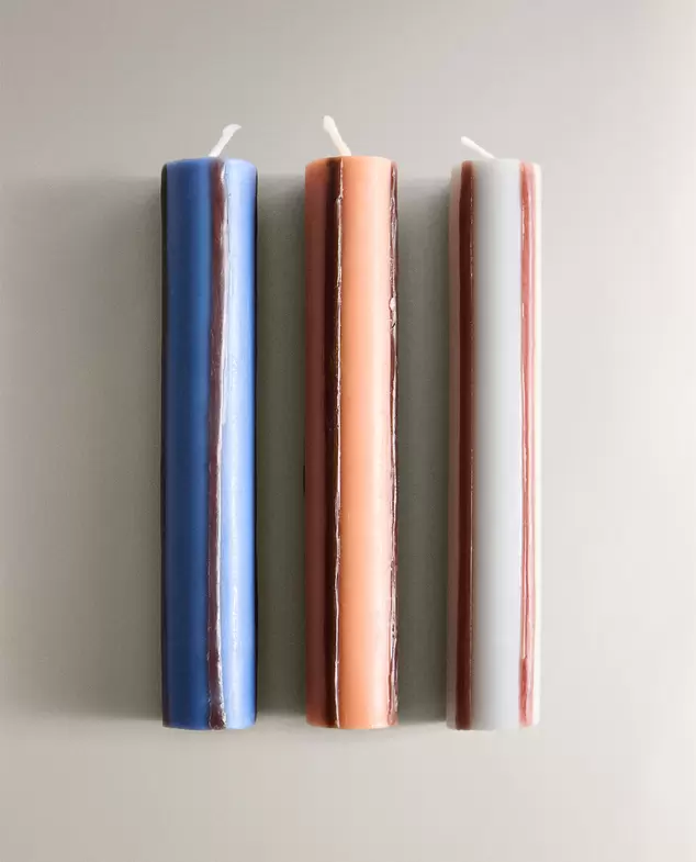 PACK VELAS ALARGADAS RAYAS (PACK DE 3)