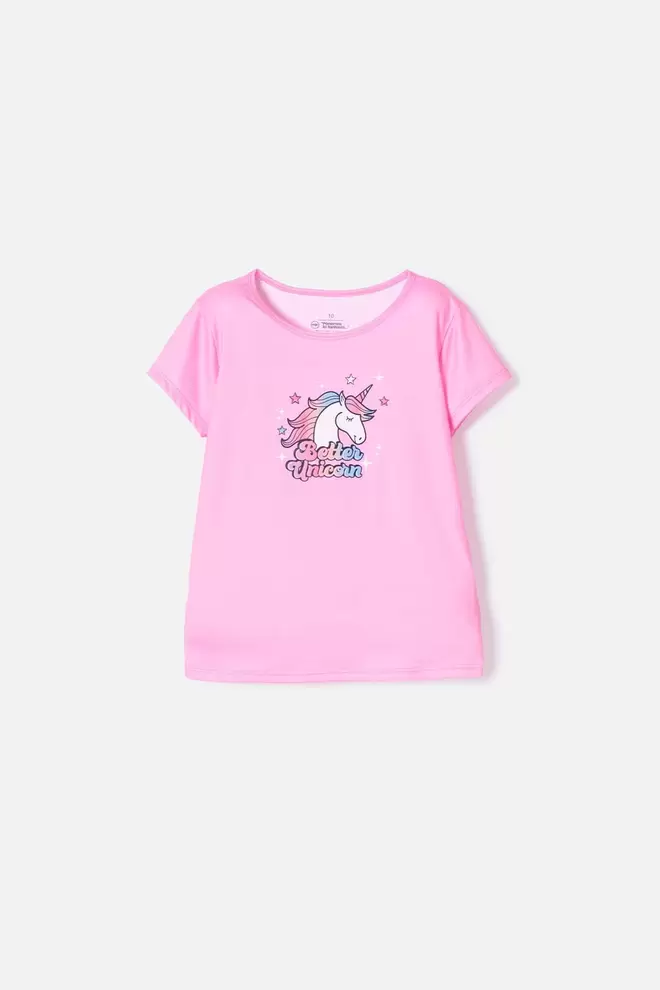 Camiseta de Mic manga corta rosada para niña
