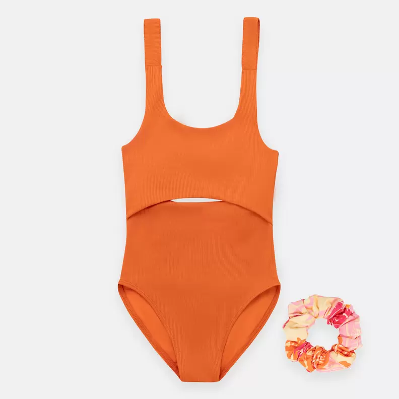 Vestido de baño entero para niña manga sisa