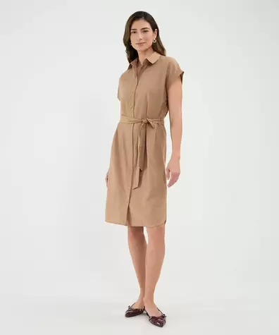 Vestido Camisero en Efecto Lino