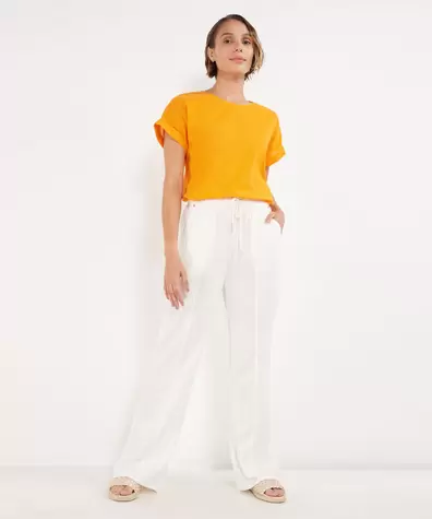 Pantalón Fluido en Efecto Lino