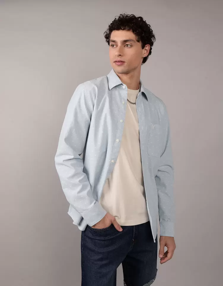 Camisa de popelina manga larga de hombre AE