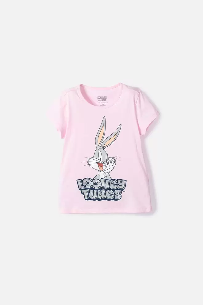 Camiseta de Looney Tunes manga corta rosada para niña