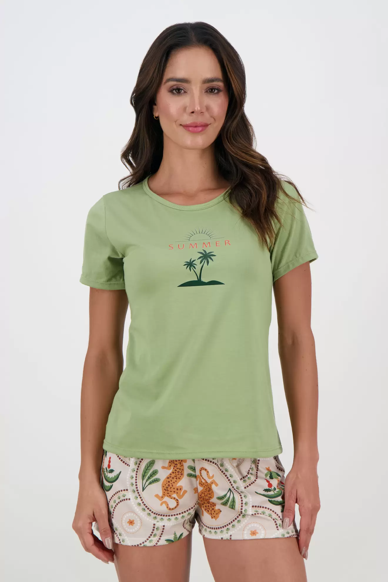 Pijama de dama de moda manga corta