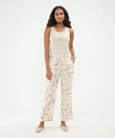 Pantalon Bota Recta En Lino Para Mujer