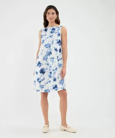 Vestido Estampado en Efecto Lino