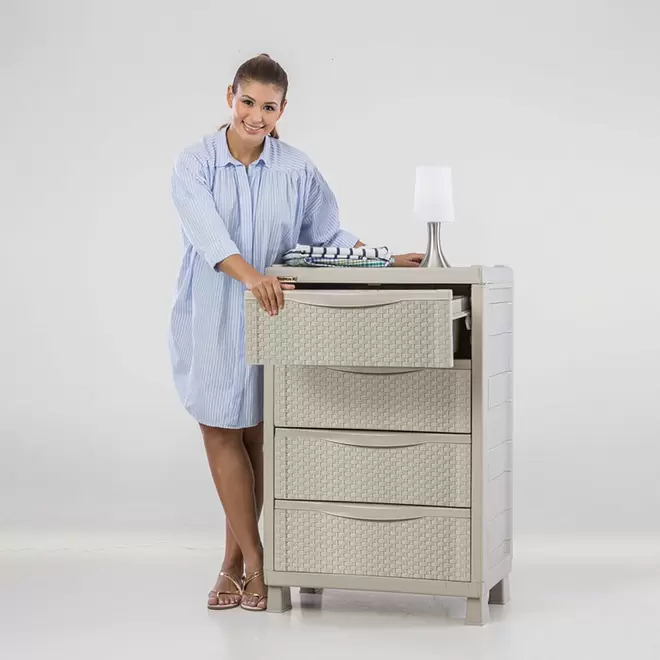 Armario Cajonero Apariencia Rattan