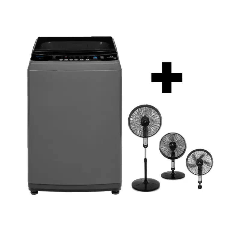 Combo Indurama Lavadora Carga Superior 13 Kilos (29 Lb) Automática LRI-13DGRI + Ventilador 3 en 1 18" 5 Aspas Negro FS-45-827
