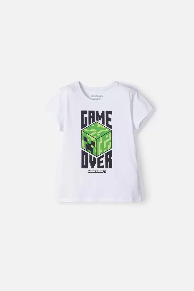 Camiseta de Minecraft manga corta blanco para niña
