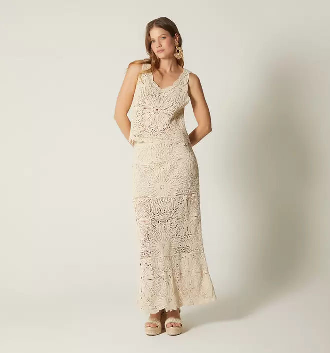 Falda larga en crochet