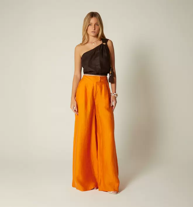 Pantalon palazo de prenses tiro alto