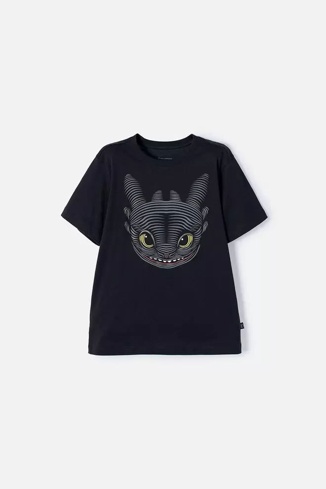 Camiseta Cómo entrenar a tu dragón negra manga corta para niño