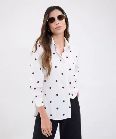 Camisa Estampada De Lunares