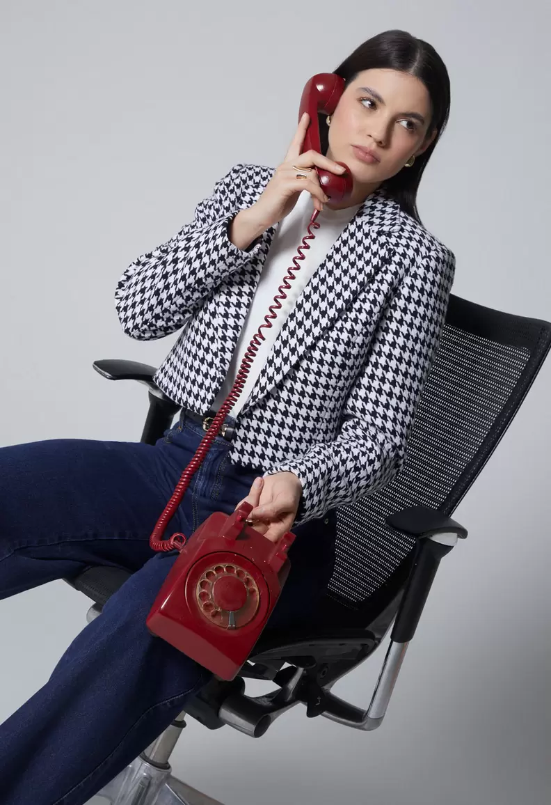 Blazer crop manga larga para mujer