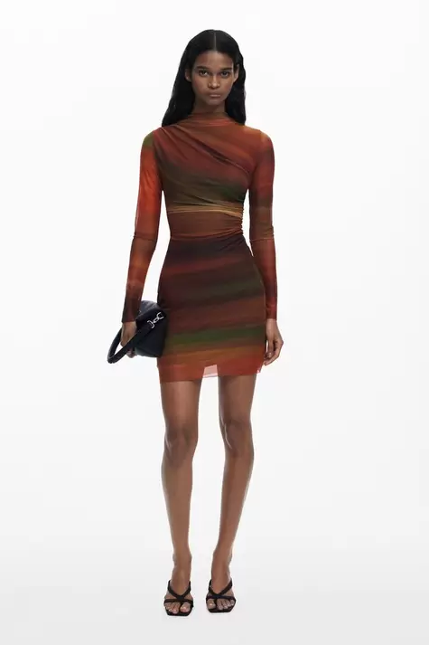 Vestido corto tul drapeado