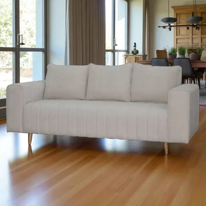 Sofá New York 3 puestos en tela, Almendra