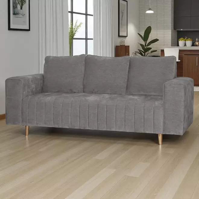 Sofá New York 3 puestos en tela, taupé