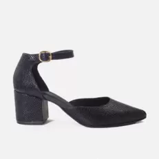 Tacones lila de cuero para mujer - Negro